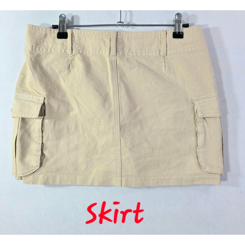 PACSUN John Galt Beige Cargo Mini Skirt Cotton Utility Y2K Tan SMALL